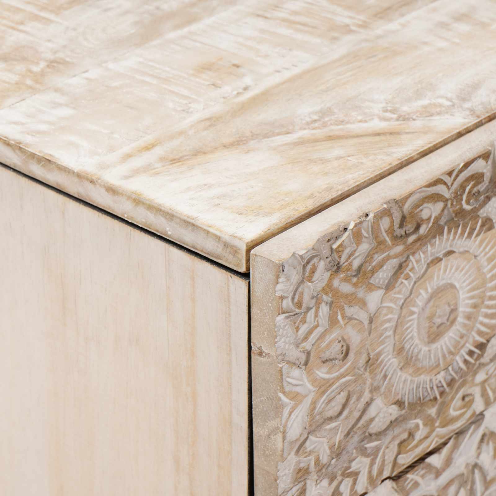 vidaXL Bed cabinet with Drawer White 50 x 33 x 60 cm Solid Mango Wood 6