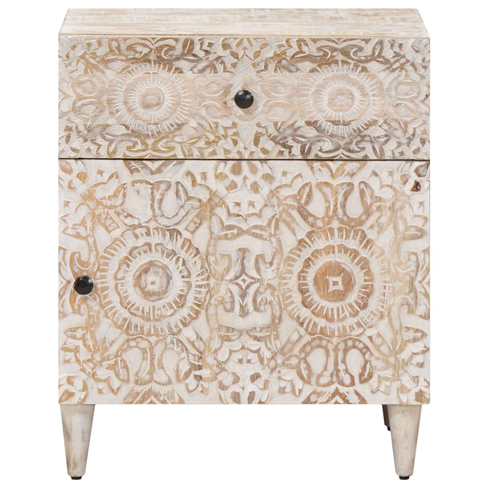 vidaXL Bed cabinet with Drawer White 50 x 33 x 60 cm Solid Mango Wood 3