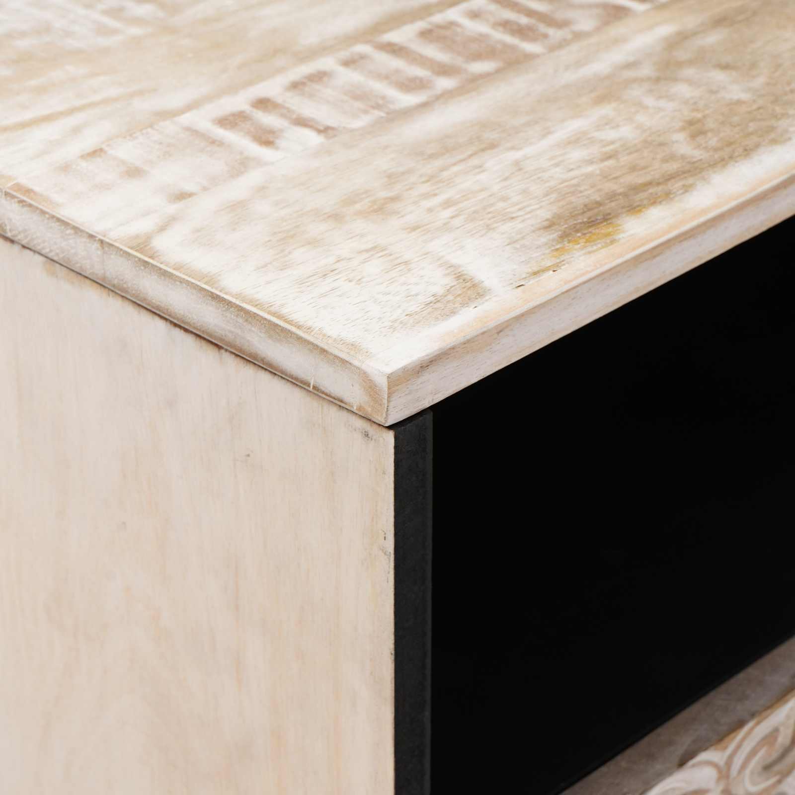 vidaXL Bed cabinet with Drawer White 50 x 33 x 60 cm Solid Mango Wood 6