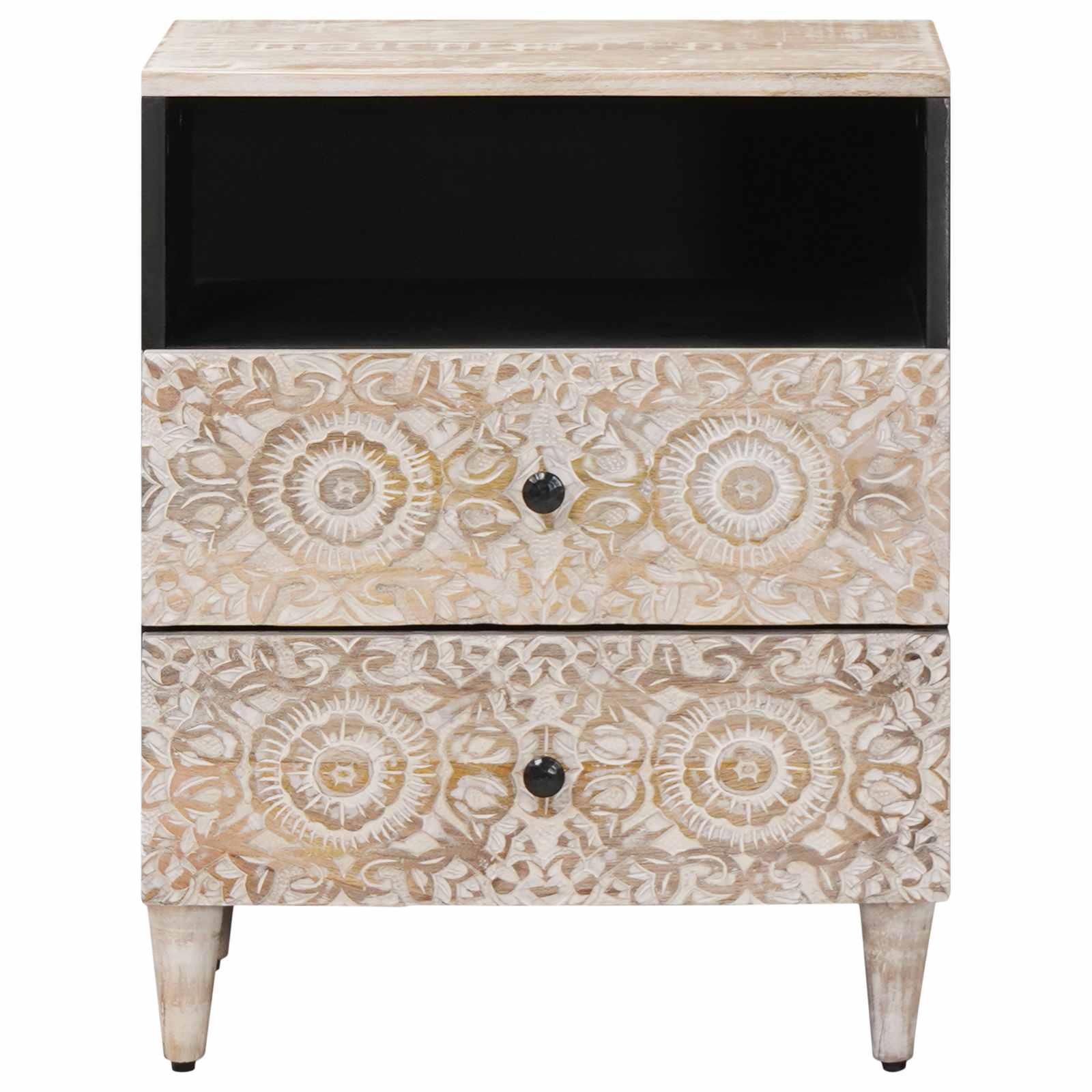 vidaXL Bed cabinet with Drawer White 50 x 33 x 60 cm Solid Mango Wood 3