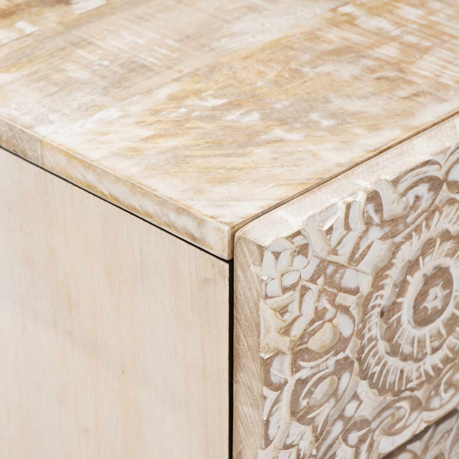 vidaXL Bed cabinet with Drawer White 50 x 33 x 60 cm Solid Mango Wood 6