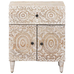 vidaXL Bed cabinet with Drawer White 50 x 33 x 60 cm Solid Mango Wood 3