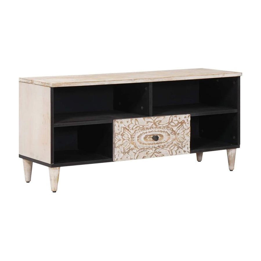 TV Cabinet White Solid Mango Wood