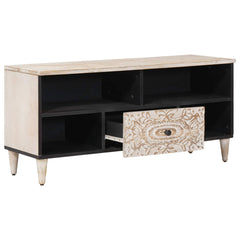 TV Cabinet White Solid Mango Wood, image 2