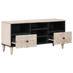TV Cabinet with Shelf White Solid Mango Wood, image 2