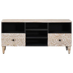 TV Cabinet with Shelf White Solid Mango Wood, image 3