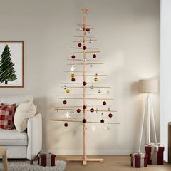 vidaXL Wooden Christmas Tree for Decoration 210 cm Solid Wood Pine 1