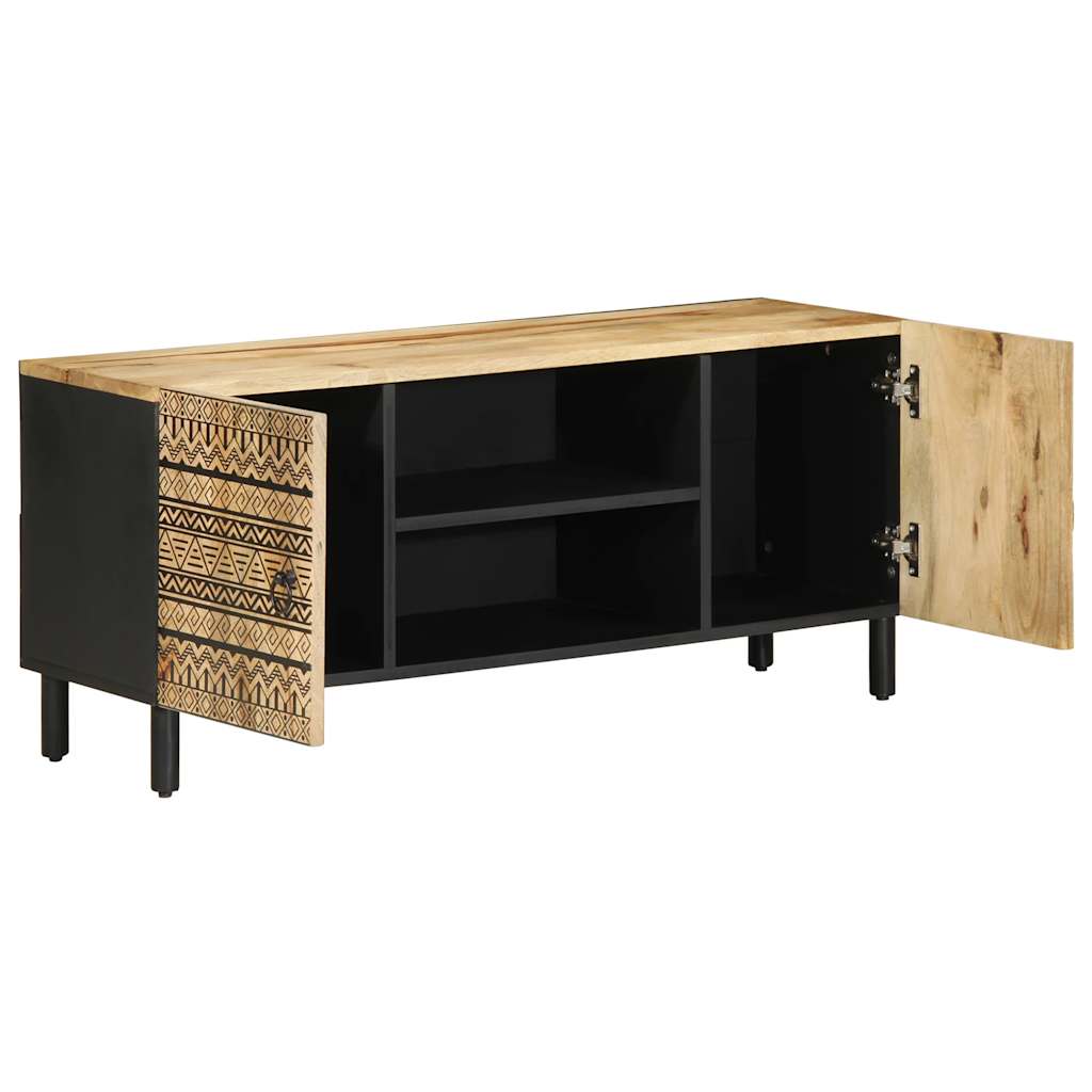 TV Cabinet Black Solid Rough Wood Mango, image 2
