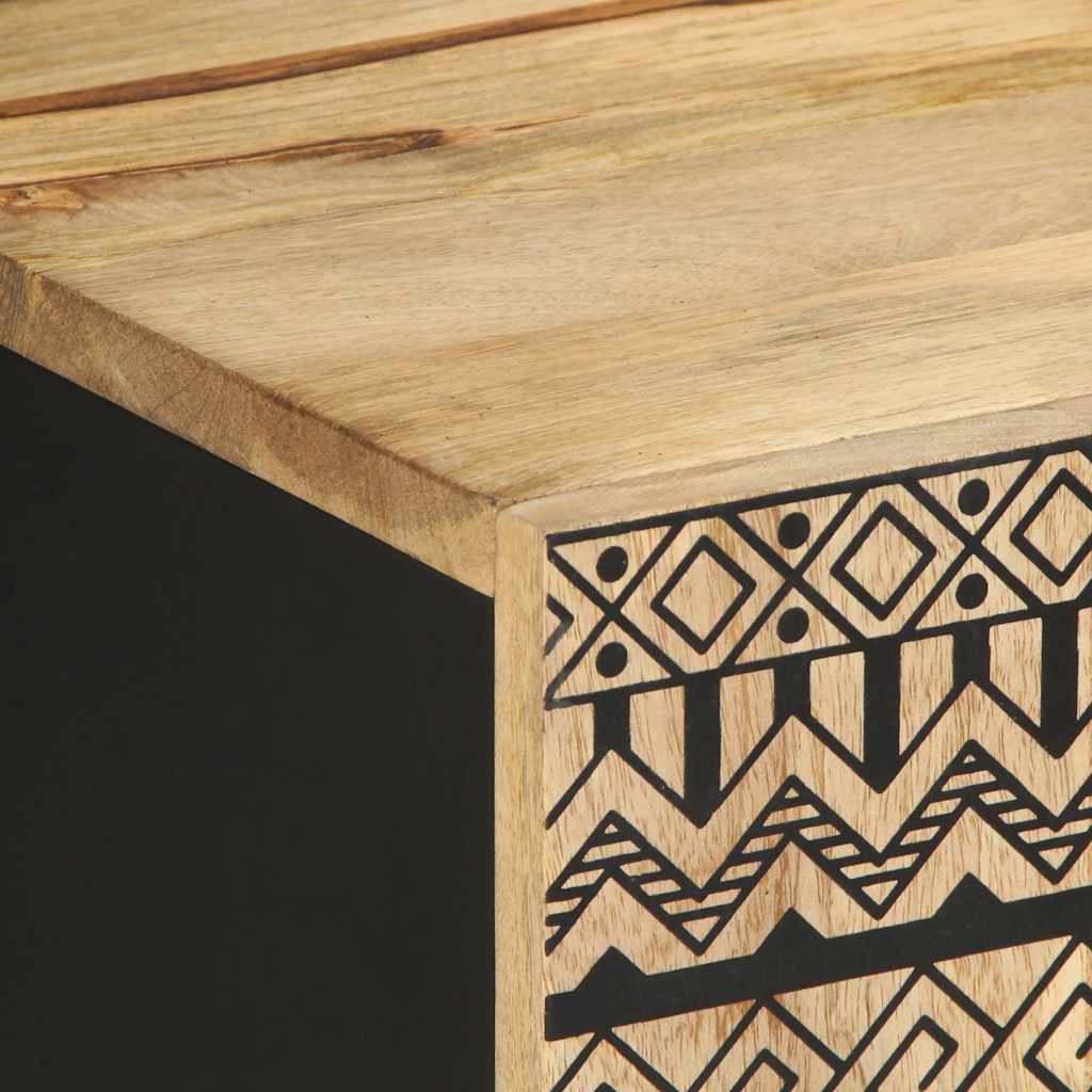 TV Cabinet Black Solid Rough Wood Mango, image 6