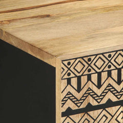 TV Cabinet Black Solid Rough Wood Mango, image 6