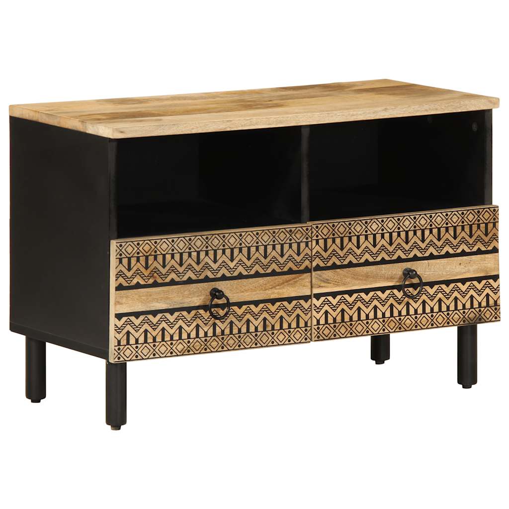 vidaXL TV Cabinet Black 70x33,5x46 cm Solid Rough Wood Mango 1