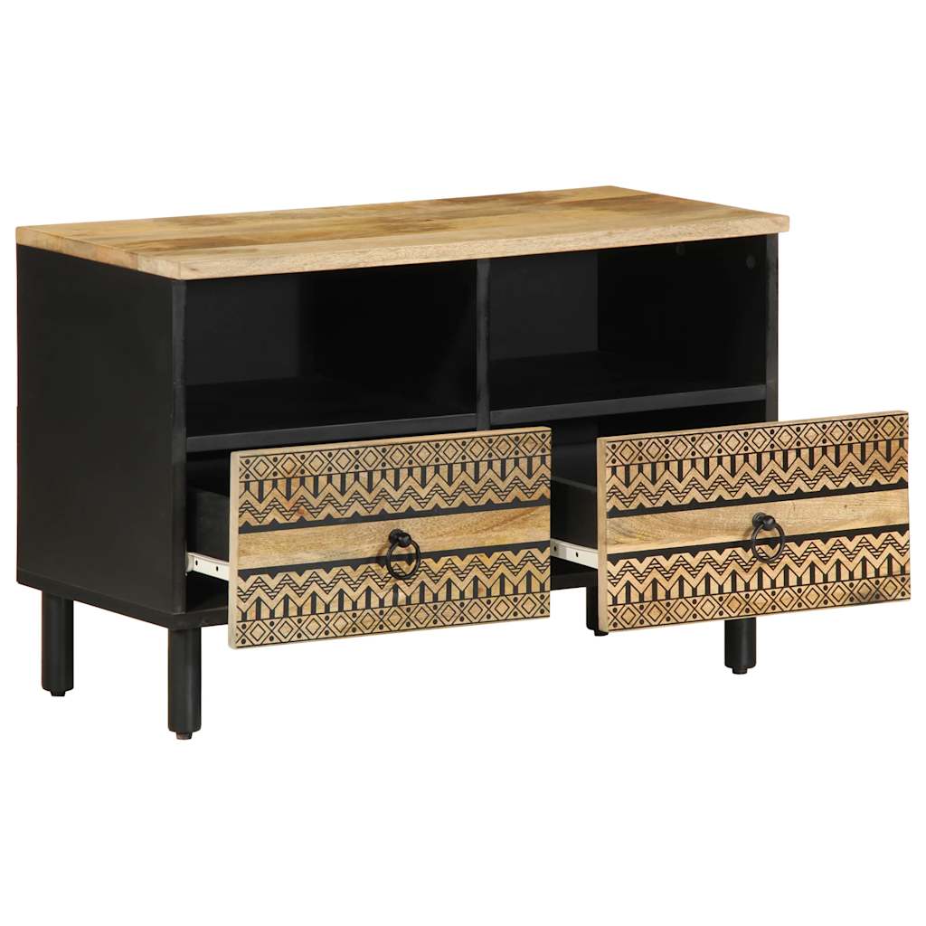 vidaXL TV Cabinet Black 70x33,5x46 cm Solid Rough Wood Mango 2