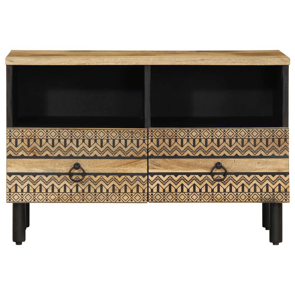 vidaXL TV Cabinet Black 70x33,5x46 cm Solid Rough Wood Mango 3