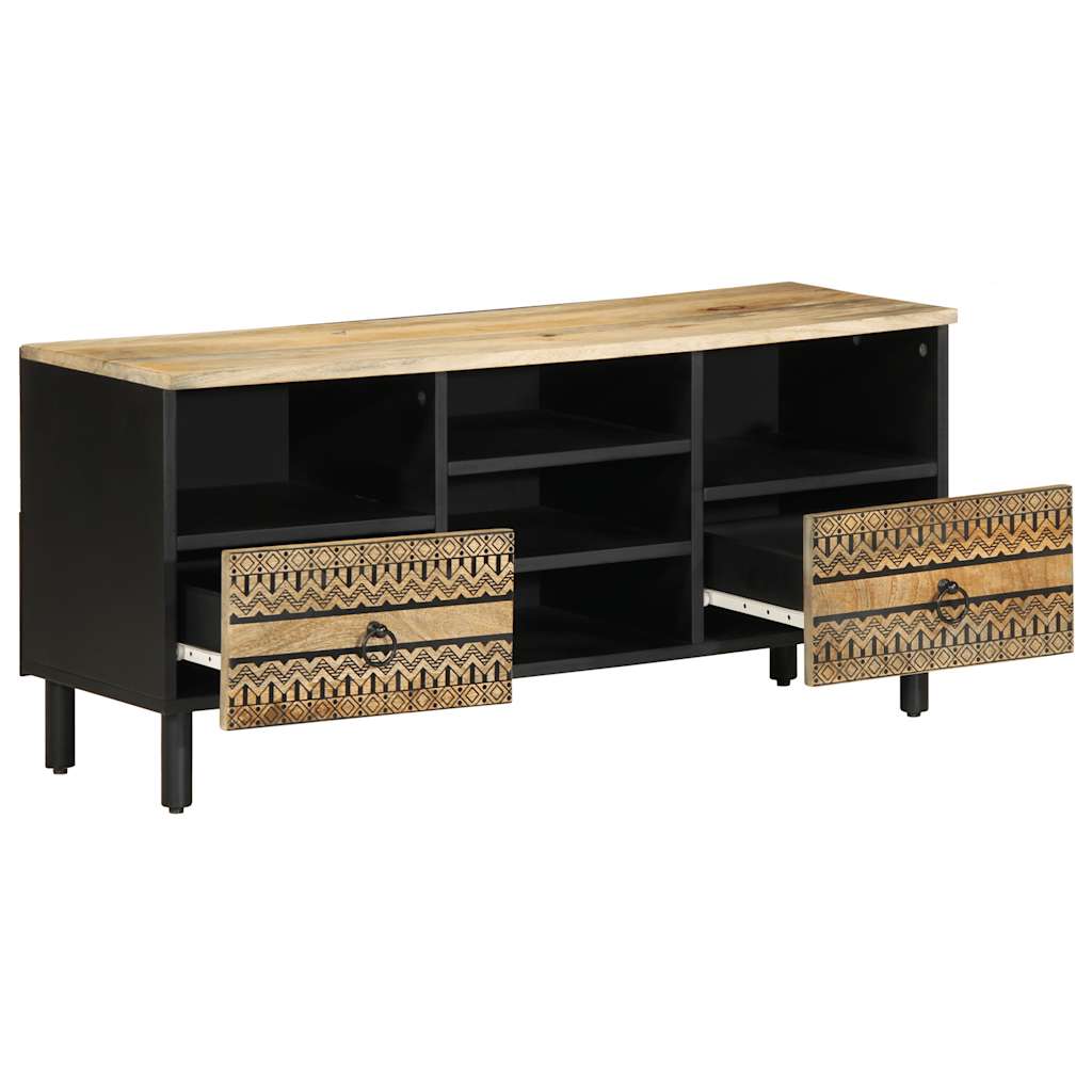 vidaXL TV Cabinet Black 100x33.5x46 cm Solid Rough Wood Mango 2
