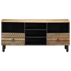 vidaXL TV Cabinet Black 100x33.5x46 cm Solid Rough Wood Mango 3