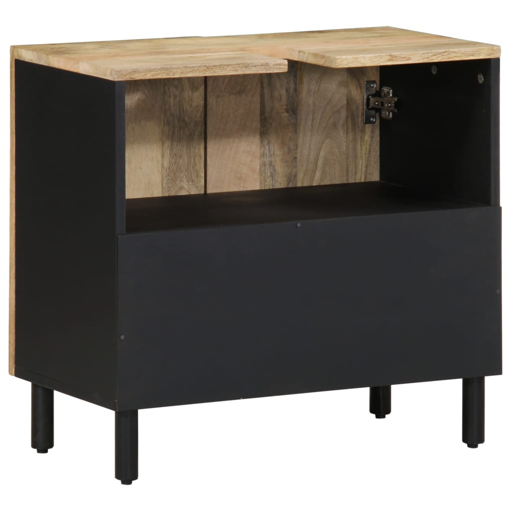 vidaXL Bathroom Sink Cabinet Black 62x33x58 cm Solid Wood Mango 4
