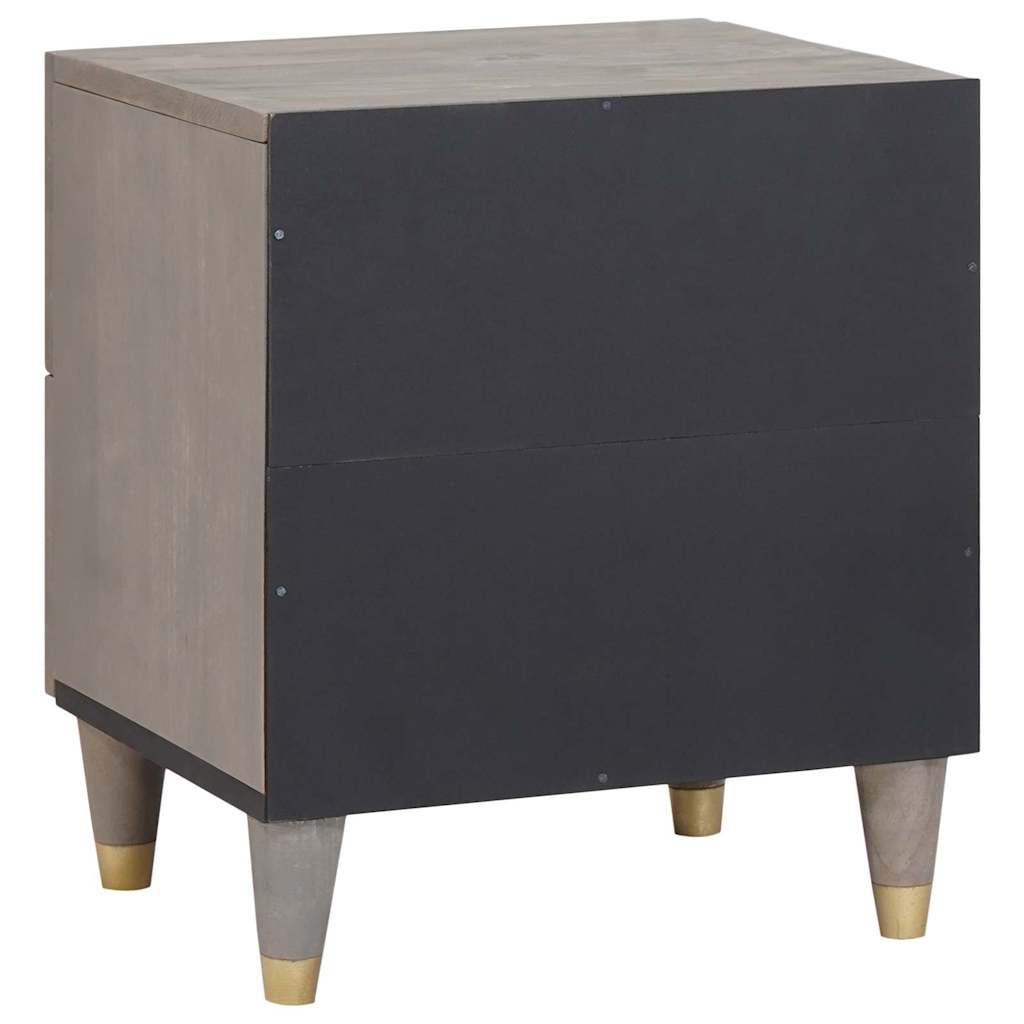 vidaXL Bedside Cabinet 2 pcs Grey 40 x 33 x 46 cm Solid Mango Wood 6
