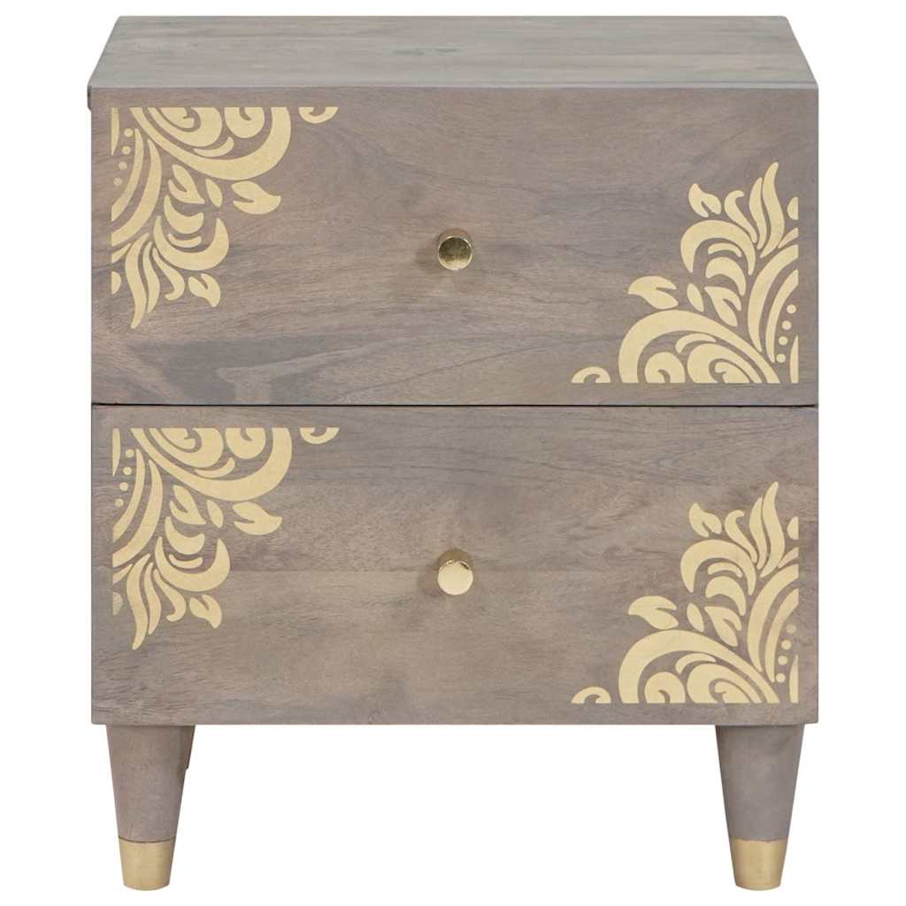 vidaXL Bedside Cabinet 2 pcs Grey 40 x 33 x 46 cm Solid Mango Wood 4