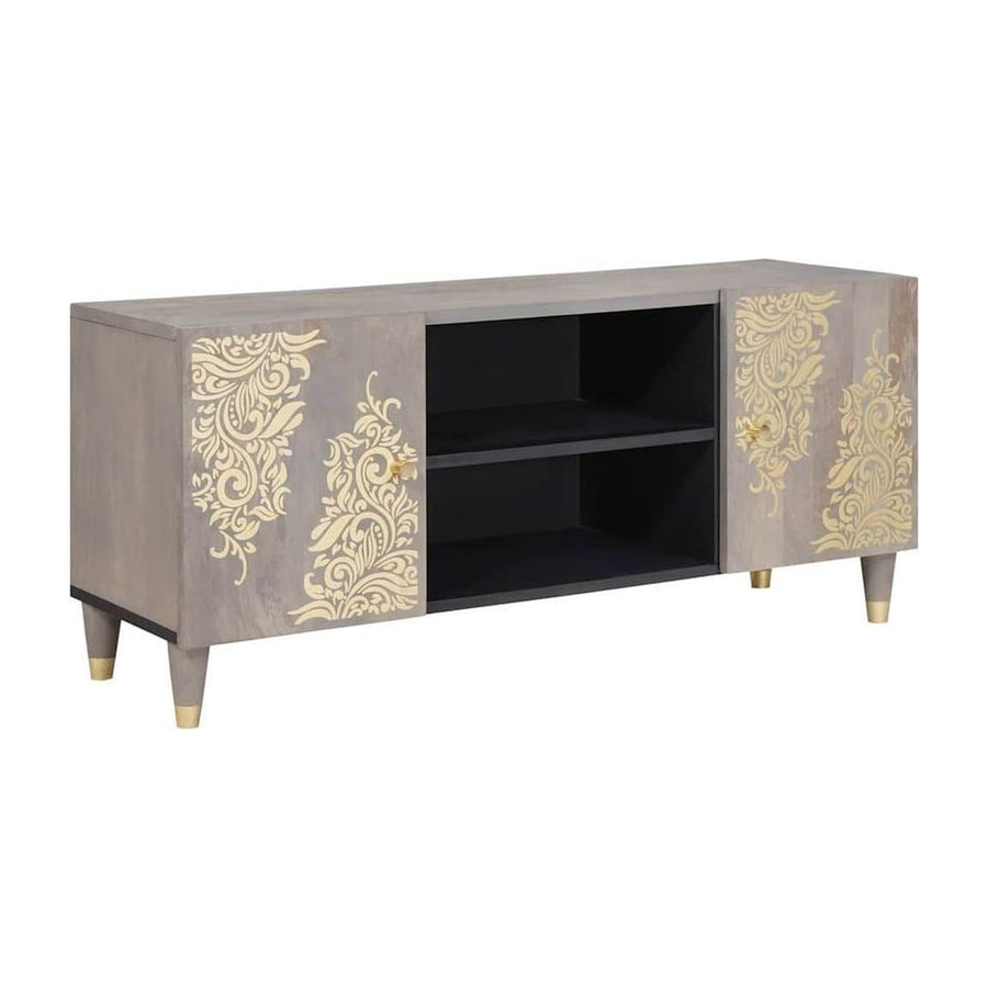 TV Cabinet Grey Solid Mango Wood