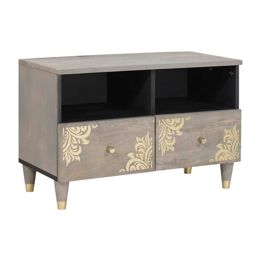 TV Cabinet with Drawer Grey Solid Mango Wood