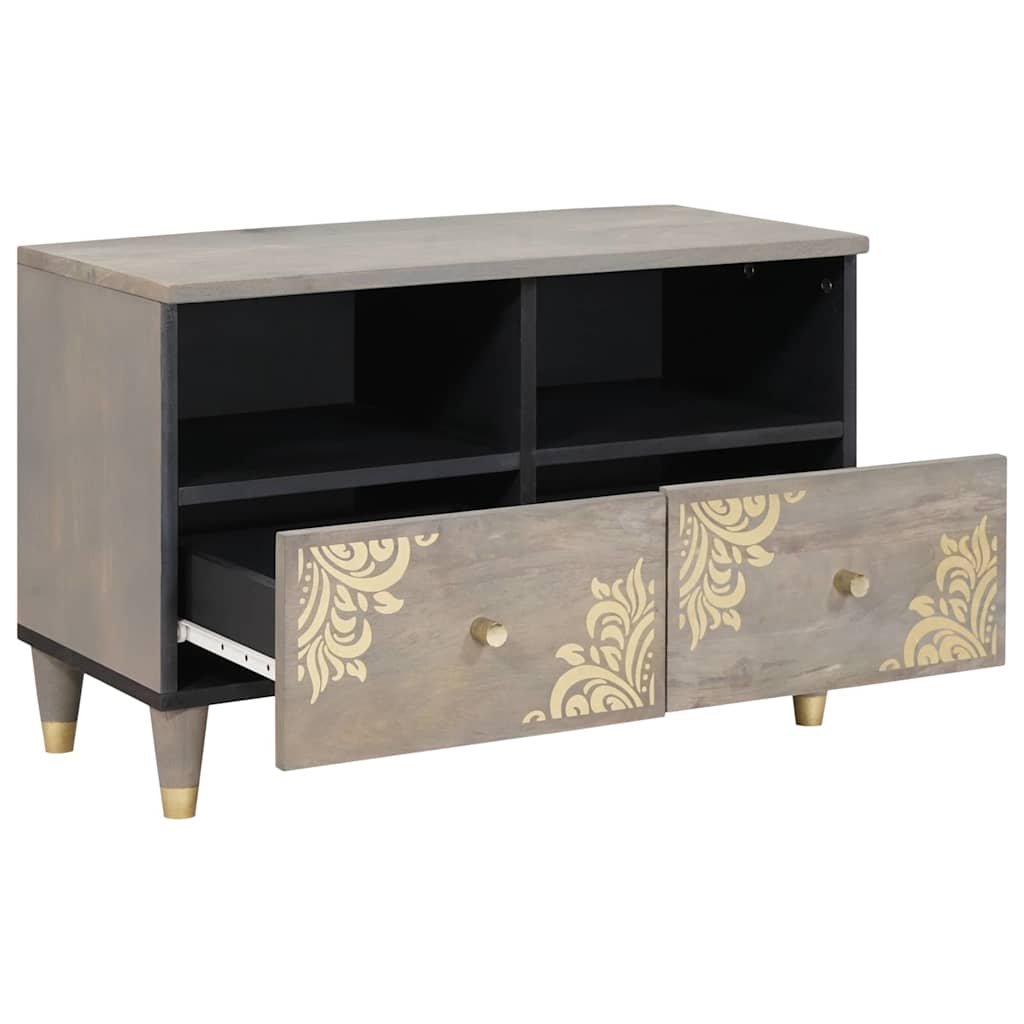 TV Cabinet with Drawer Grey Solid Mango Wood, image 2