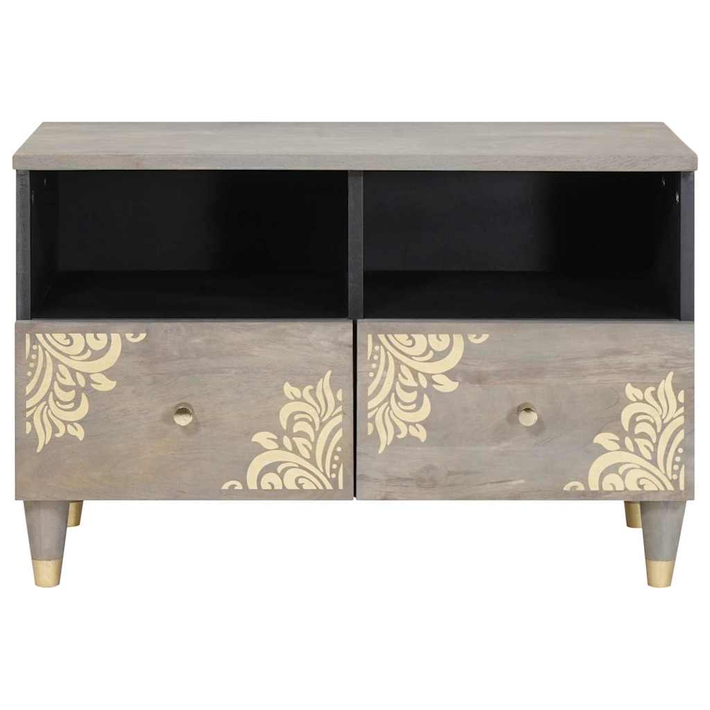 TV Cabinet with Drawer Grey Solid Mango Wood, image 3