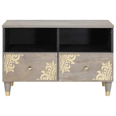 TV Cabinet with Drawer Grey Solid Mango Wood, image 3