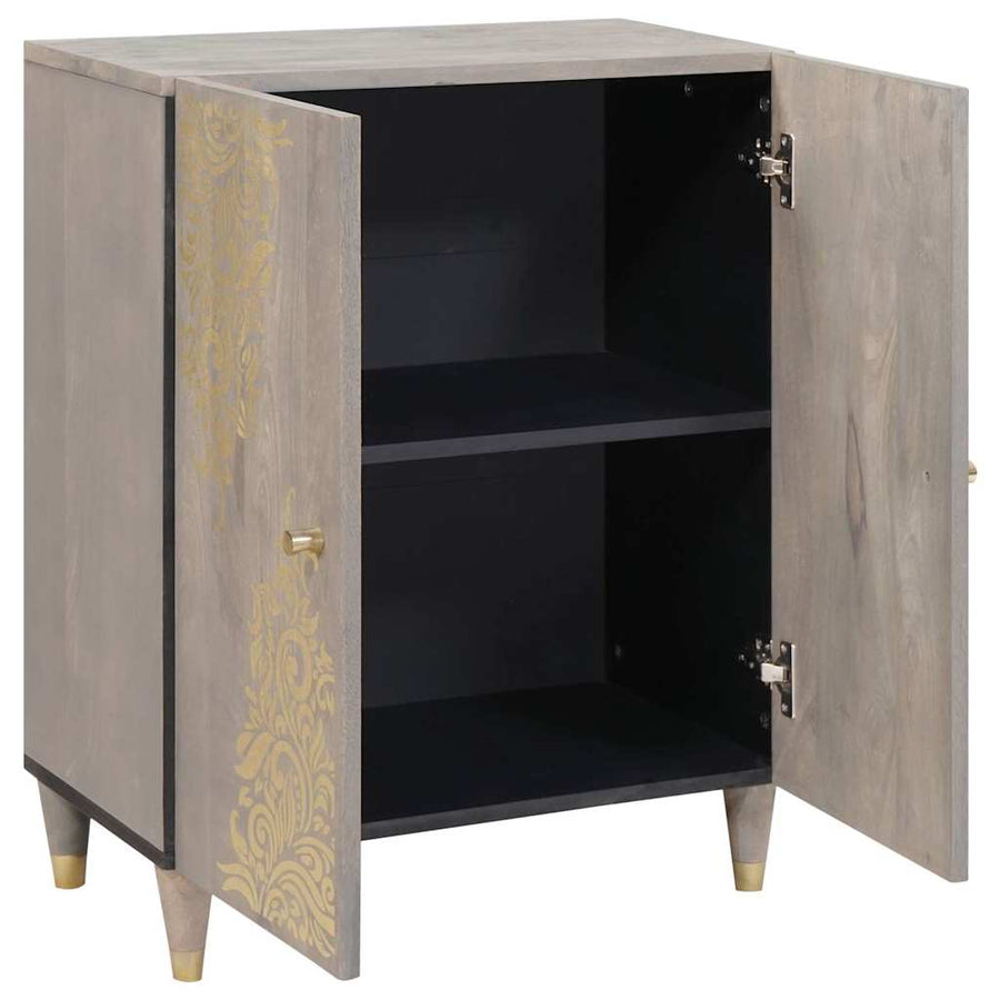 vidaXL Sideboard Grey and Gold 60 x 33 x 75 cm Solid Mango Wood 2
