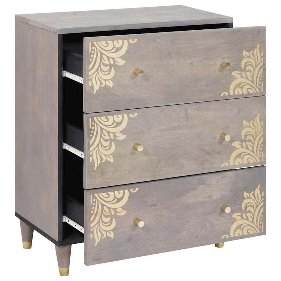 vidaXL Sideboard Grey and Gold 60 x 33 x 75 cm Solid Mango Wood 2