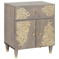 vidaXL Bedside Cabinet with Door Grey 50 x 33 x 60 cm Solid Mango Wood 1