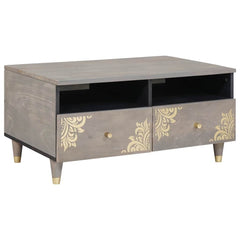 Coffee Table with Drawer 80 x 54 x 40 cm Solid Mango Wood Grey