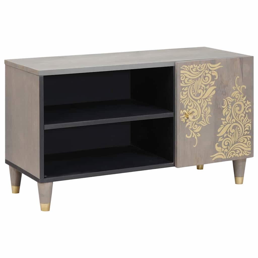 vidaXL TV Cabinet Grey 80 x 33 x 46 cm Solid Mango Wood 1