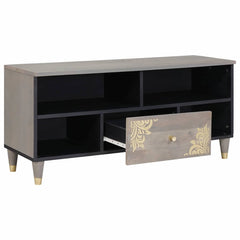 TV Cabinet with Drawer Grey Solid Mango Wood, image 2