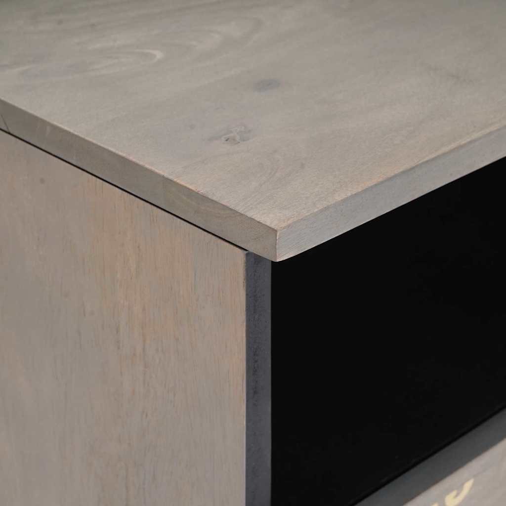 TV Cabinet with Drawer Grey Solid Mango Wood, image 6