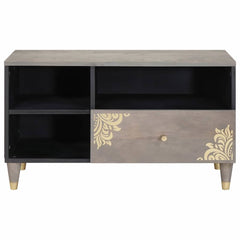 TV Cabinet with Drawer Grey Solid Mango Wood, image 3