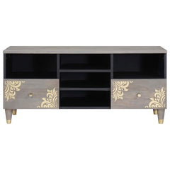TV Cabinet Grey Solid Mango Wood, image 3