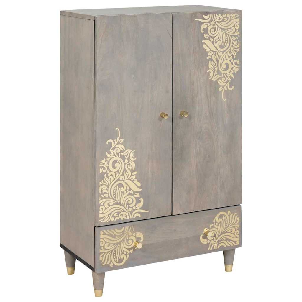 Highboard Grey and Gold Solid Mango Wood, image 2