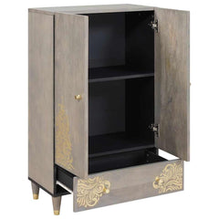 Highboard Grey and Gold Solid Mango Wood, image 3