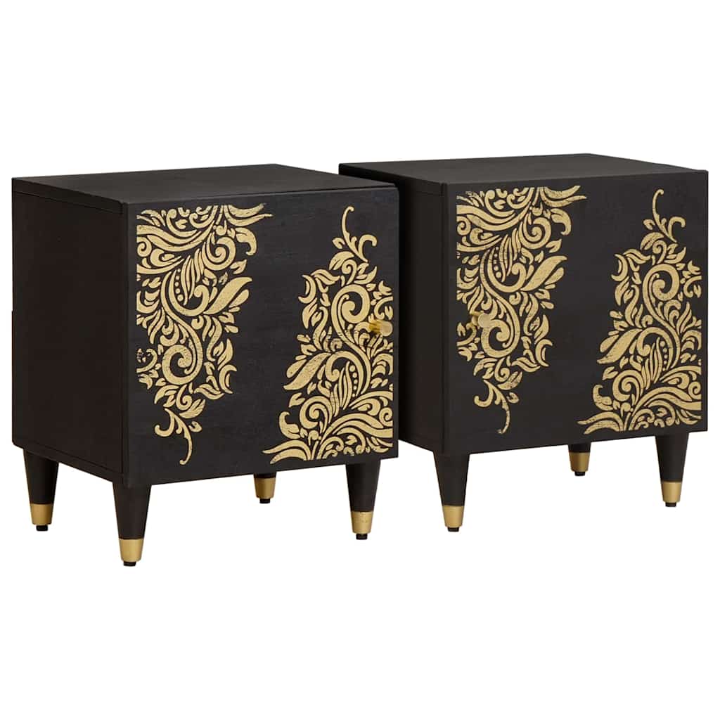 vidaXL Bedside Cabinet with Door 2 pcs Black 40 x 33 x 46 cm 1