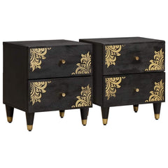 vidaXL Bedside Cabinet 2 pcs Black 40 x 33 x 46 cm Solid Mango Wood 1
