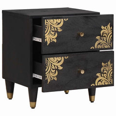 vidaXL Bedside Cabinet 2 pcs Black 40 x 33 x 46 cm Solid Mango Wood 3