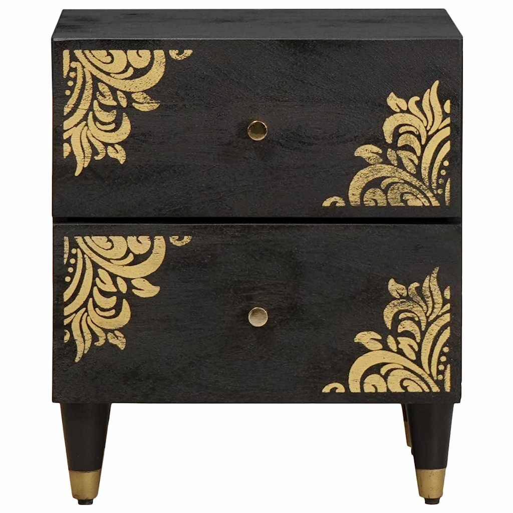 vidaXL Bedside Cabinet 2 pcs Black 40 x 33 x 46 cm Solid Mango Wood 4