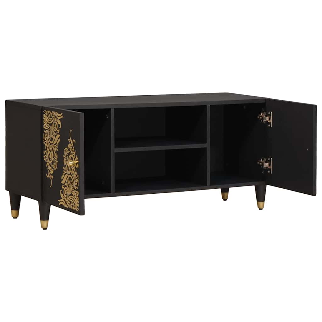 TV Cabinet Black Solid Mango Wood, image 2