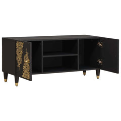 TV Cabinet Black Solid Mango Wood, image 2