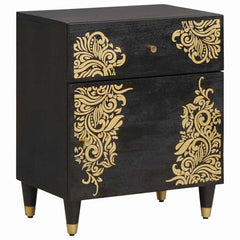 vidaXL Bedside Cabinet with Door with Drawer Black 50 x 33 x 60 cm 1