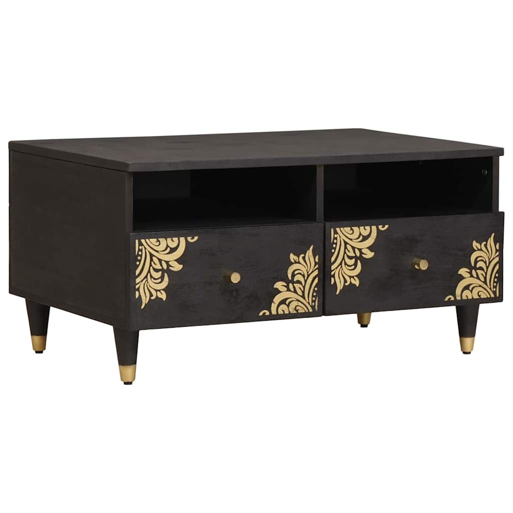 Coffee Table with Drawer 80 x 54 x 40 cm Solid Mango Wood Black