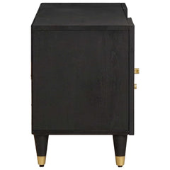 TV Cabinet with Drawer Black Solid Mango Wood, image 4