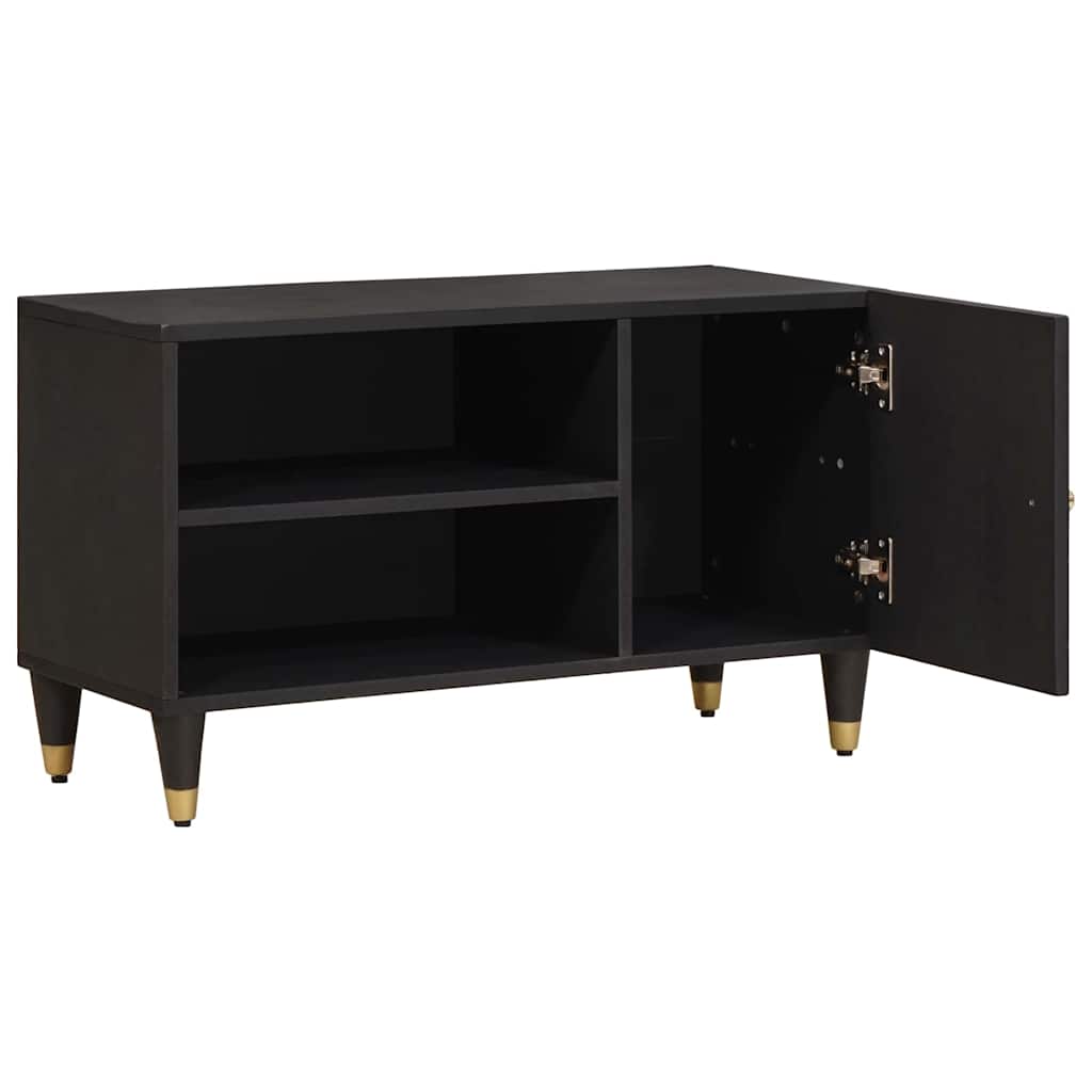 vidaXL TV Cabinet Black 80 x 33 x 46 cm Solid Mango Wood 2