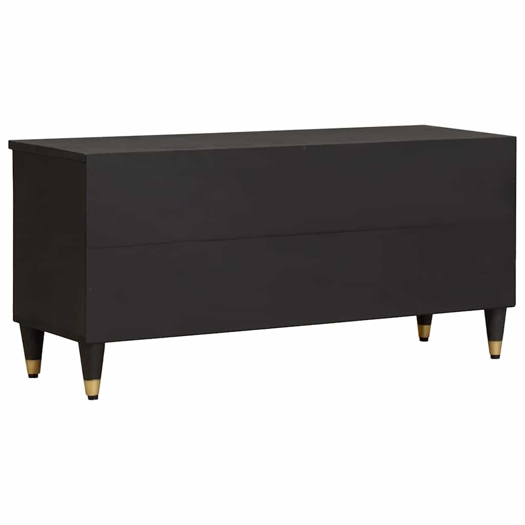 TV Cabinet with Drawer Black Solid Mango Wood, image 5
