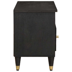 TV Cabinet with Drawer Black Solid Mango Wood, image 4